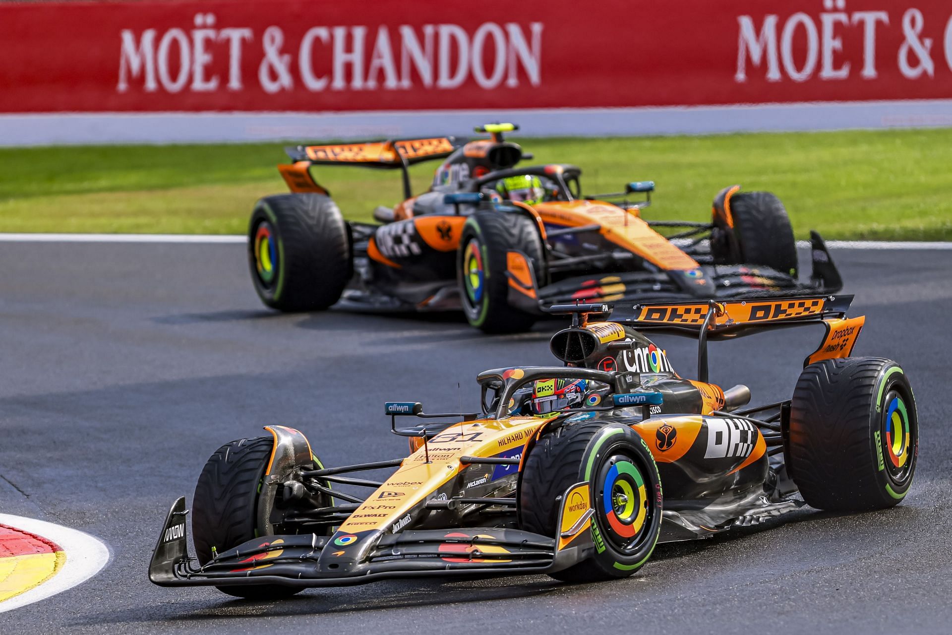 Lando Norris following Oscar Piastri at the Belgian Grand Prix - Source: Getty
